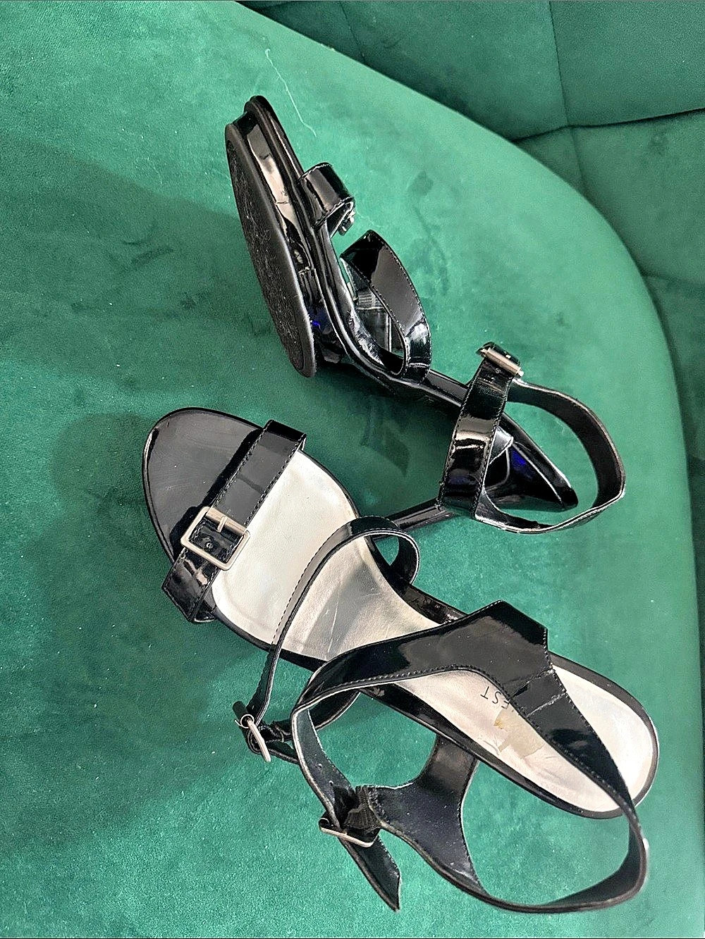 Nine West Black Patent Ankle Strap Heels
